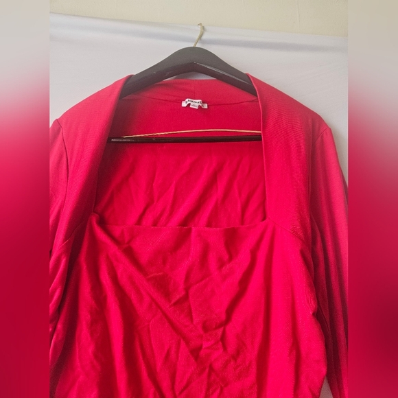 Reformation -Fitted Red Ruched Blouse Women's XL - Picture 4 of 6